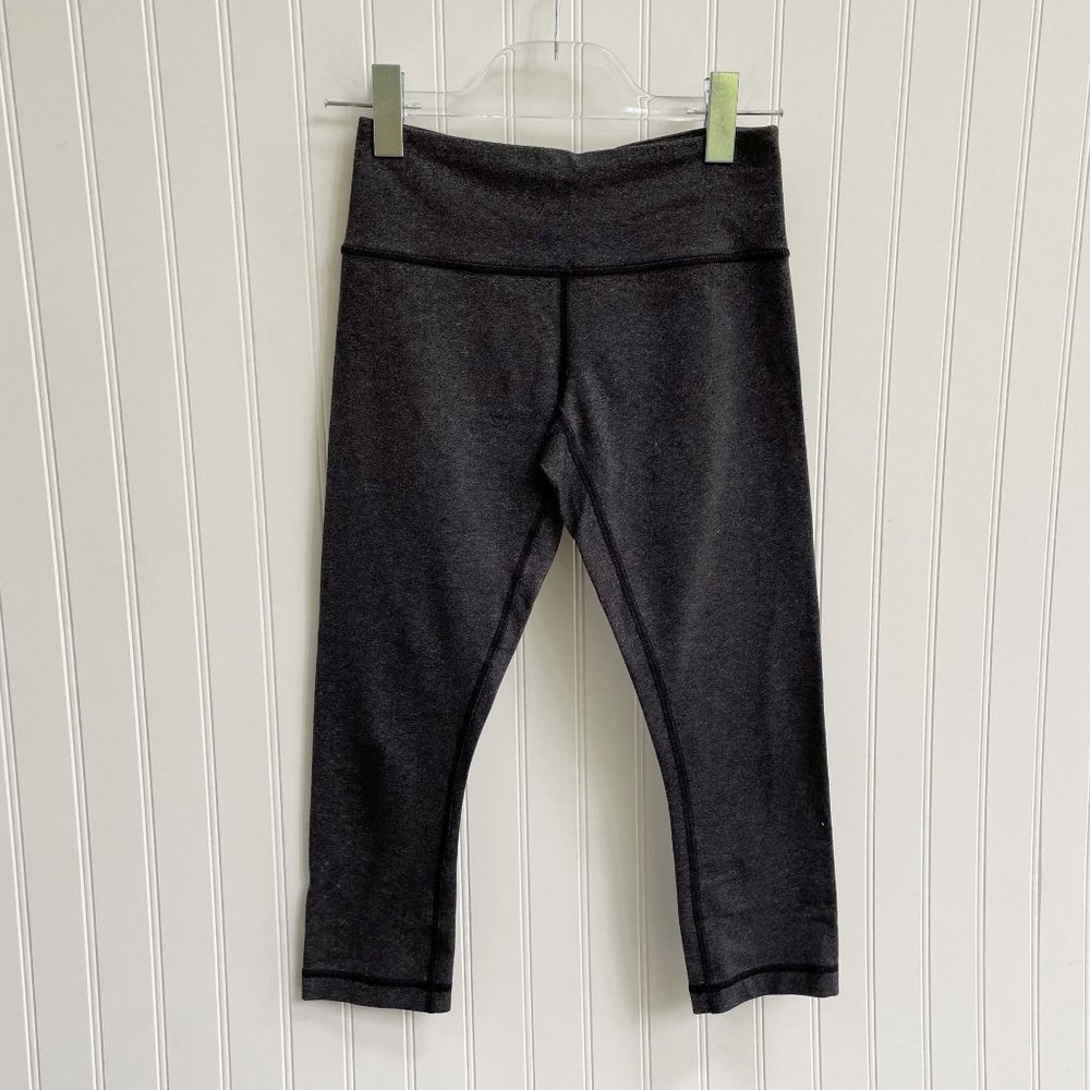 Lululemon Leggings Crop Wunder Under Grey Heathered Black
